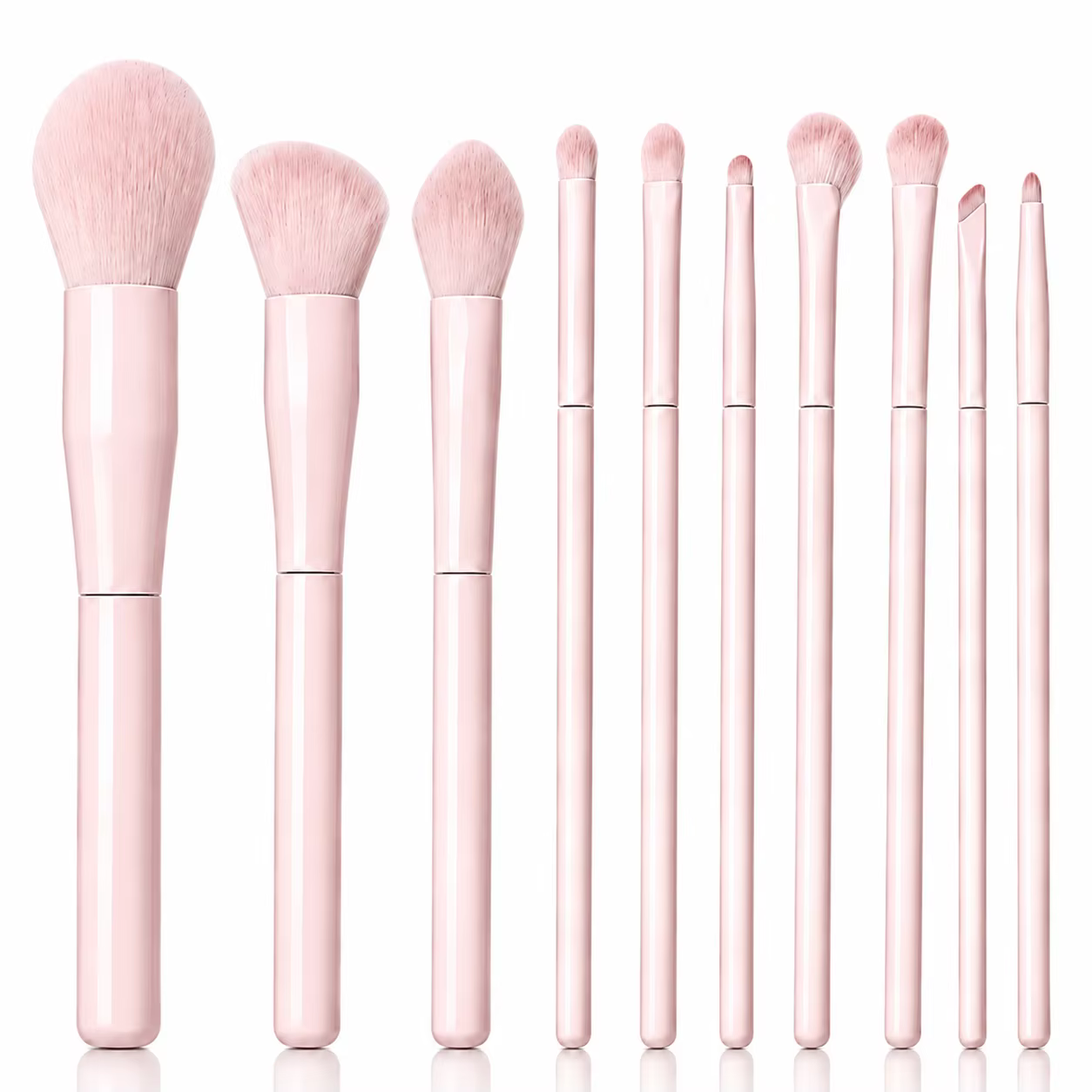 Ensemble de 10 pinceaux de maquillage pour débutants – Poudre, fond de teint, contouring, estompage,