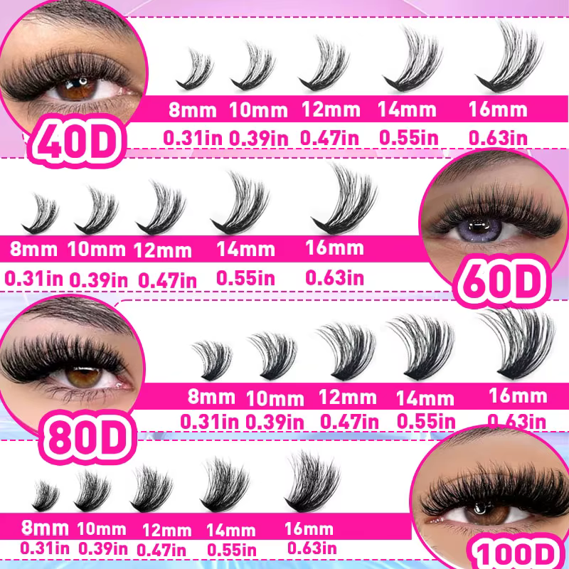 400/320 pièces grappes de cils moelleux Extensions de cils individuelles 4 Styles mélangés 40D 60D 8
