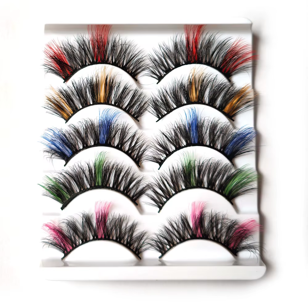 Faux cils colorés en faux vison, dramatiques, moelleux, doux, faits à la main, maquillage, beauté, v