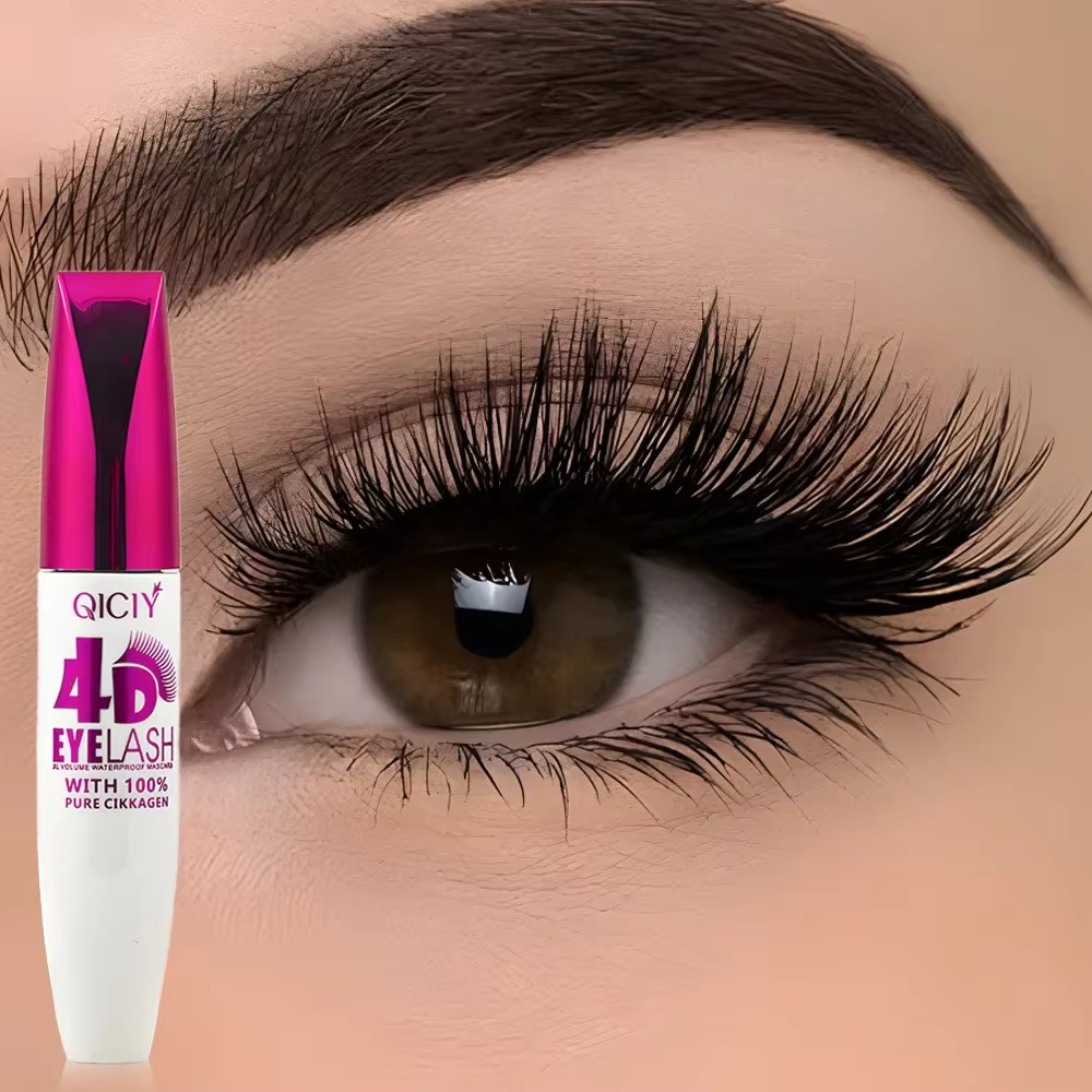 Mascara 4D noir résistant à l'eau, volume extra long, durable, curling naturel, maquillage pour novi