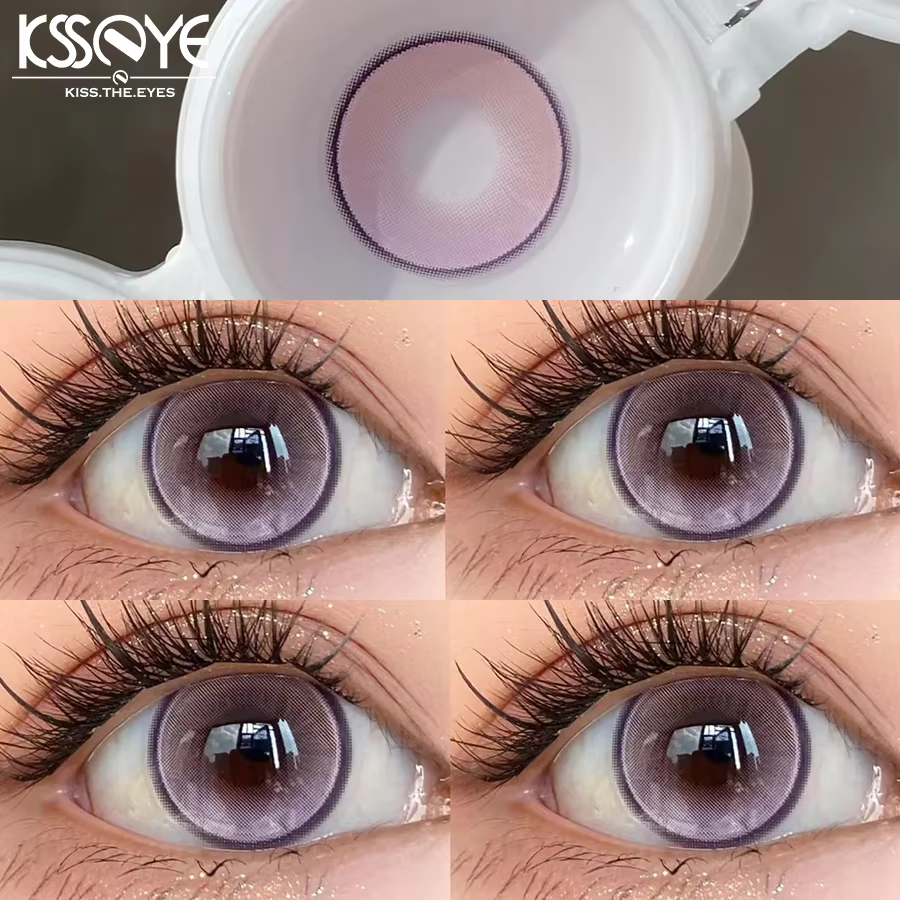 KSSEYE 2 pièces lentilles de Contact de couleur stores pour lunettes lentilles violettes et bleues b