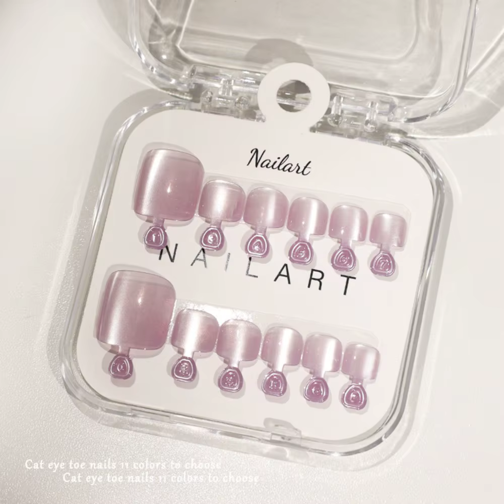 Nouveaux faux ongles d'orteil œil de chat faits à la main, à presser, couvrants, détachables, pour f