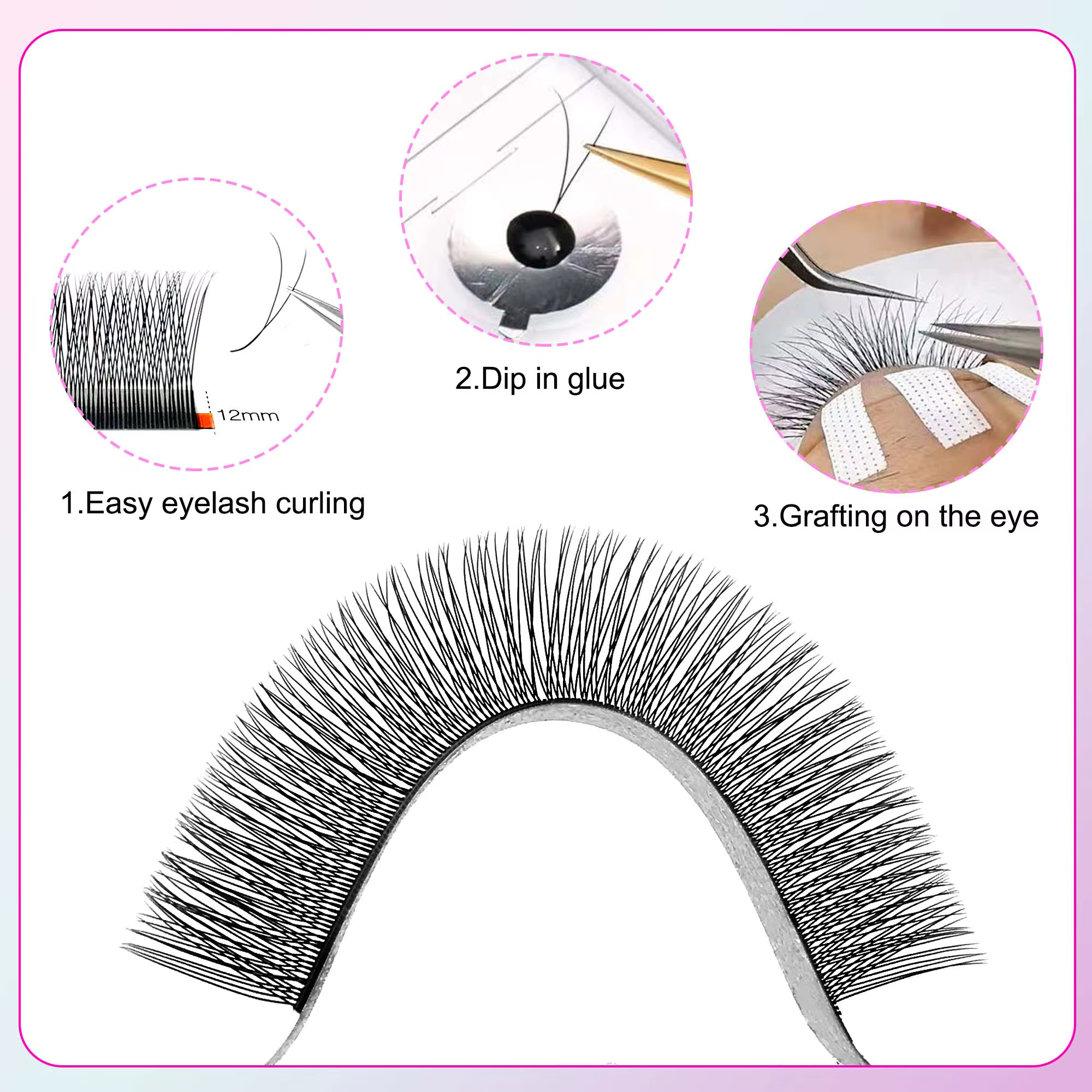 CoMango-Extension de cils en faux vison 1D 2D Y, courbure C/D, cils naturels, volume russe, matériau
