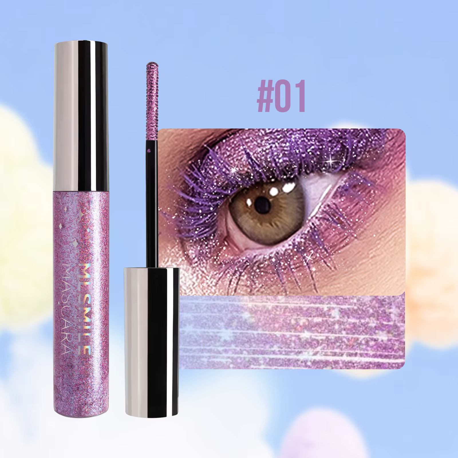 MLSMILE-Mascara coloré nacré brillant, résistant à l'eau, séchage rapide, 256 couleurs, bleu, paille