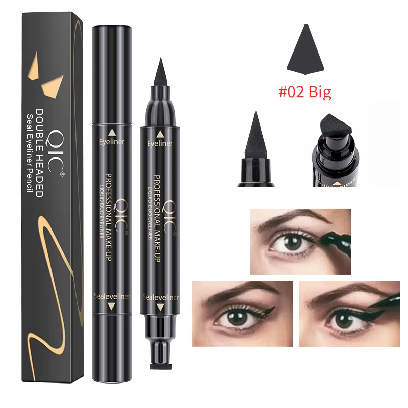 Eyeliner tampon double embout Triangle Wing, eyeliner 2-en-1 avec tampon, imperméable, longue tenue,