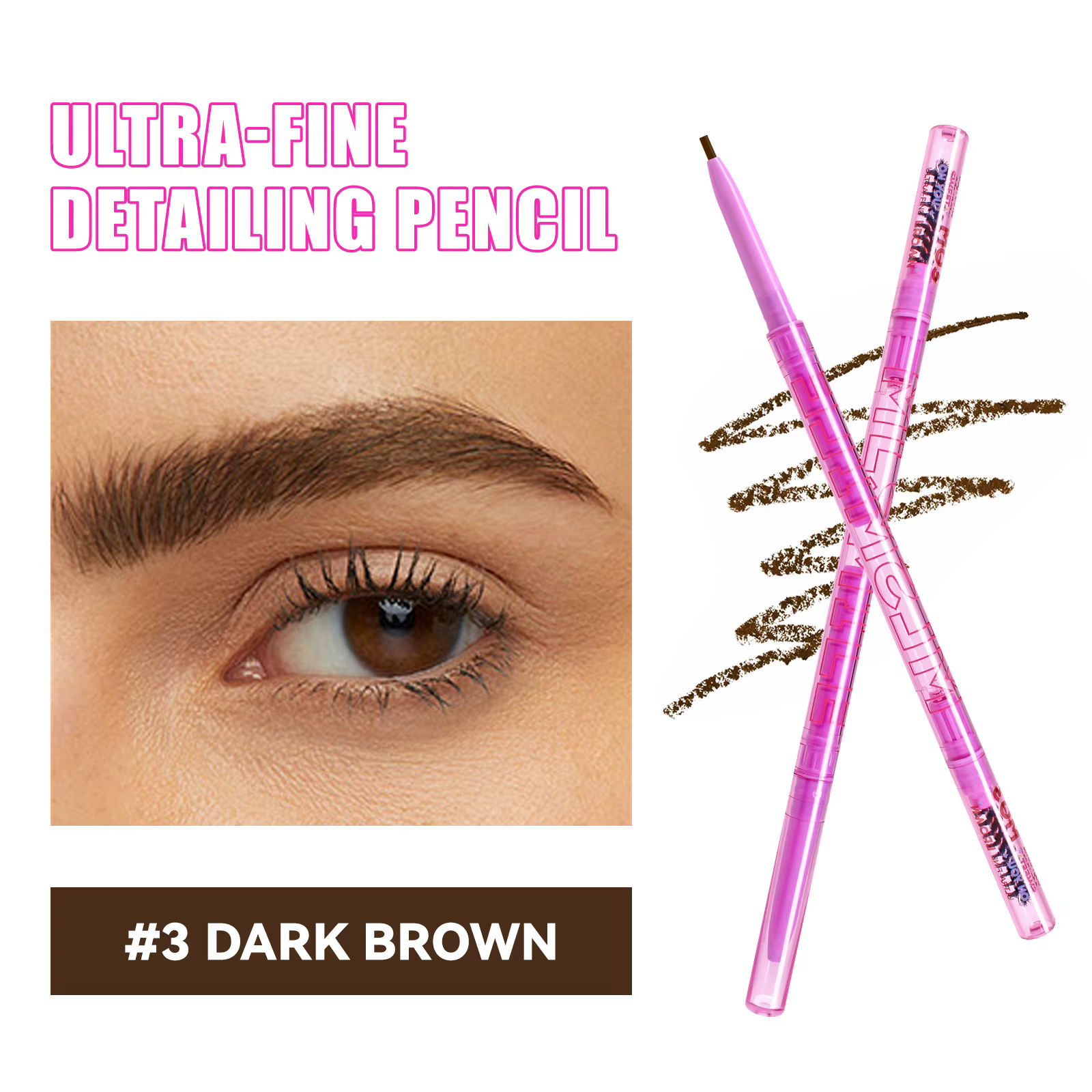 Crayon à sourcils marron double extrémité, imperméable, anti-taches, longue durée, naturel, facile à