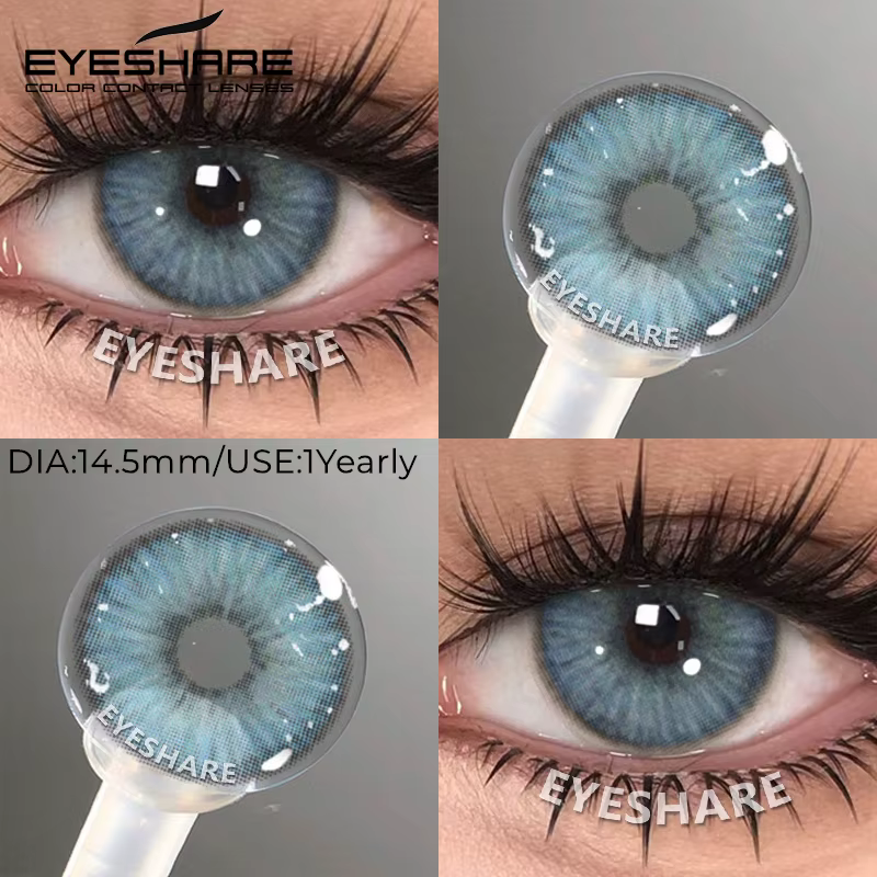 EYESHARE Lentilles de contact colorées populaires gris brun naturel, lentilles souples de beauté ble