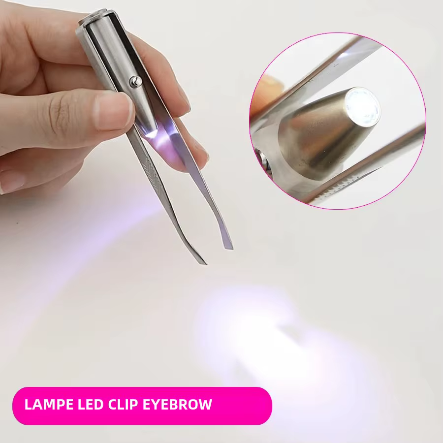 Pince à sourcils éclairée par LED, outil de beauté précis et éclairé pour la mise en forme des sourc