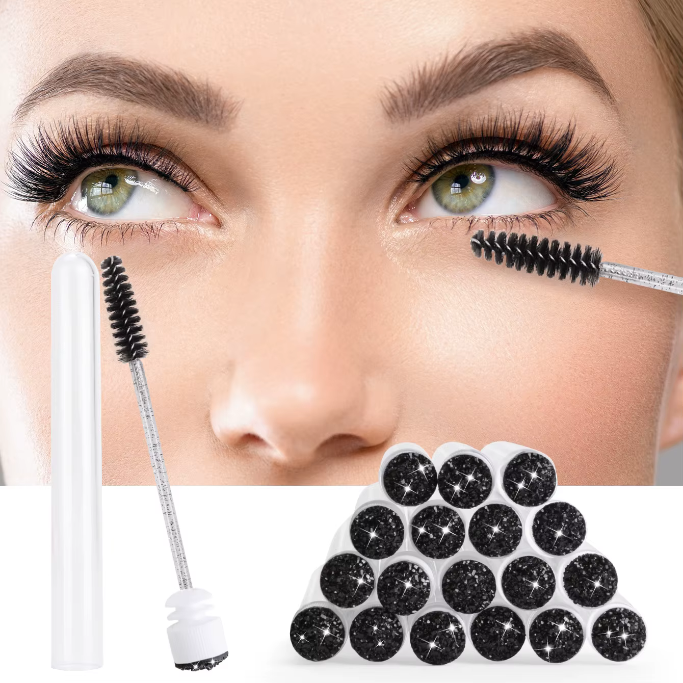 Brosses à cils de poulet réutilisables, tubes de brosse à cils, baguettes de mascara, Végétde cils a
