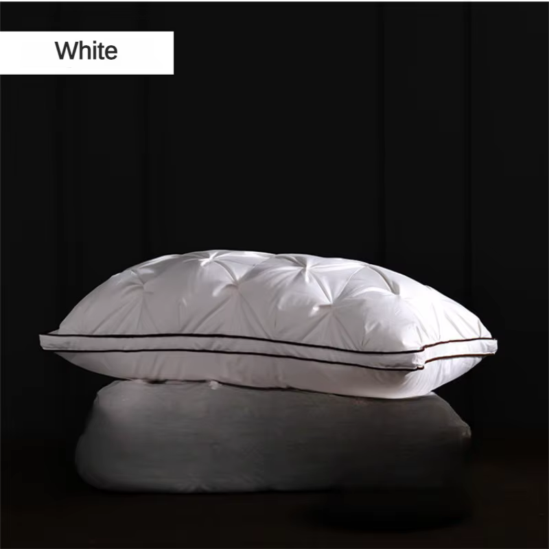 Oreiller en duvet d'oie pour dormir, taie d'oreiller en coton blanc, rectangle, chambre à coucher, s