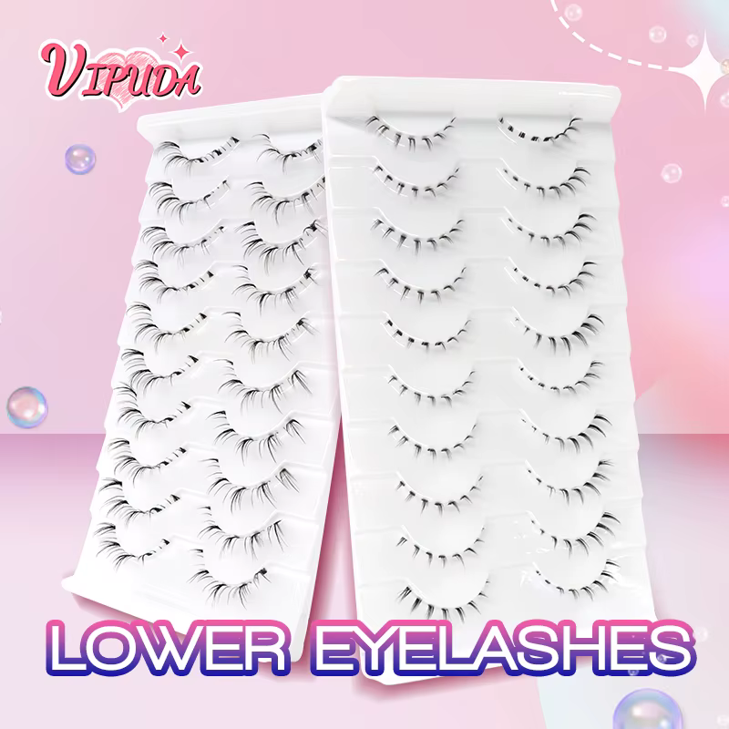 10 paires de cils inférieurs Manga, bande transparente, vaporeux, petite flamme sous les yeux, maqui