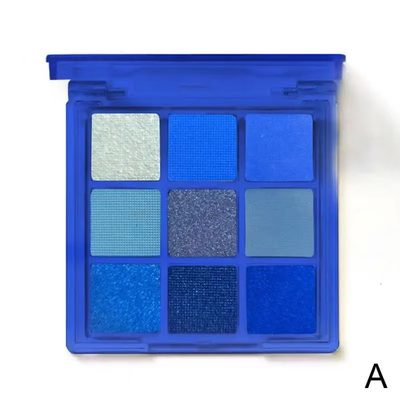 Palette de fard à barrage bleu sang, 9 couleurs, maquillage, 256, bleu, jaune, diamant, ombre, brill