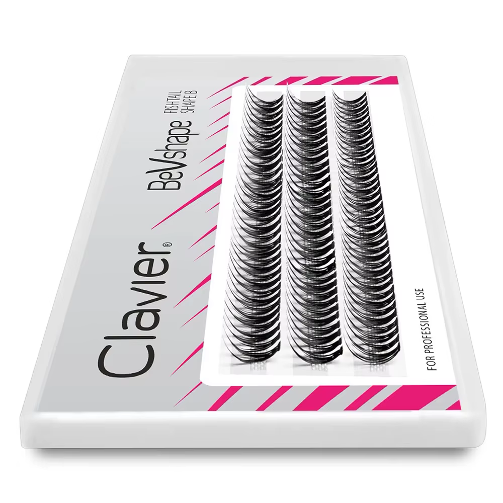 Clavier naturel grappe de cils BeVshape queue de poisson forme B Curling cils 10D soie doux cils out