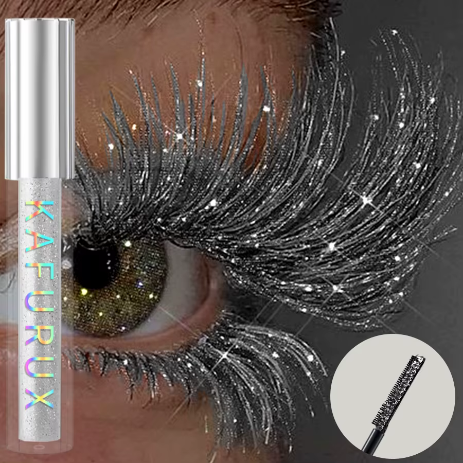 Mascara à boucles de Volume imperméable, brillant diamant, effet neige scintillant, maquillage pour