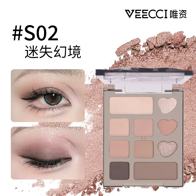 Palette de fards à paupières VEECCI en dix couleurs, poudre mate portable, nacré scintillant, fini d