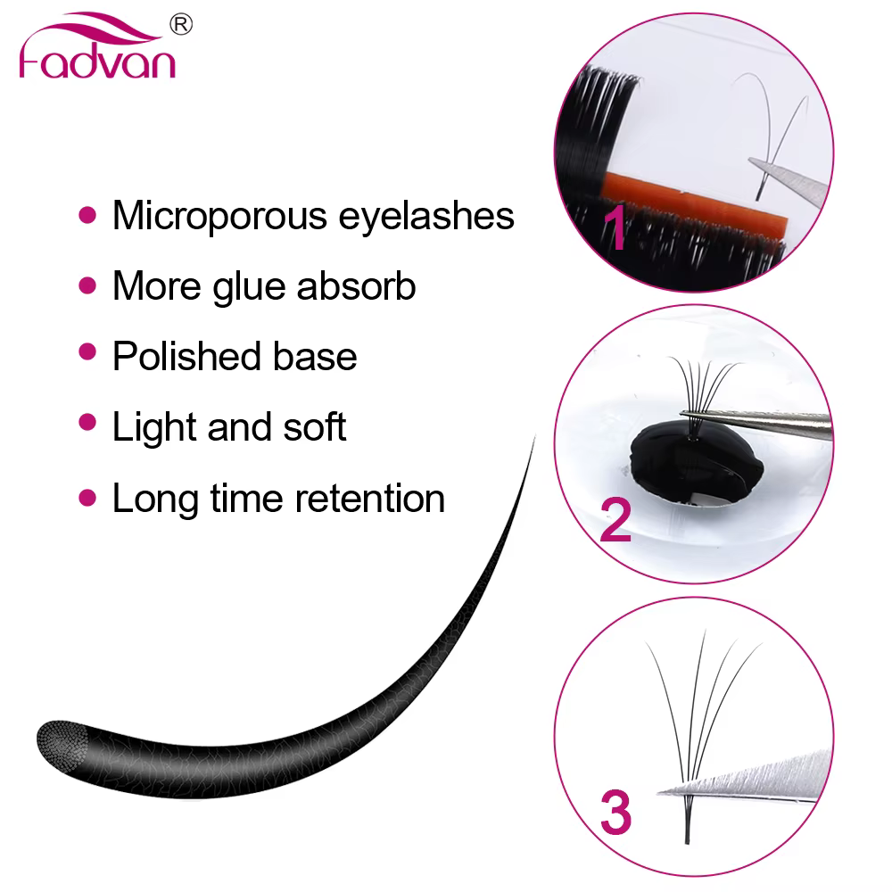 Extensions de cils faciles à éventer, faux vison, cils évasés, cils doux, volume russe, 10 étuis
