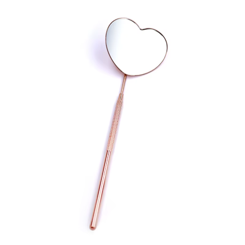 Miroir de contrôle d'extensions de cils en forme de cœur, miroir multifonction en acier inoxydable,