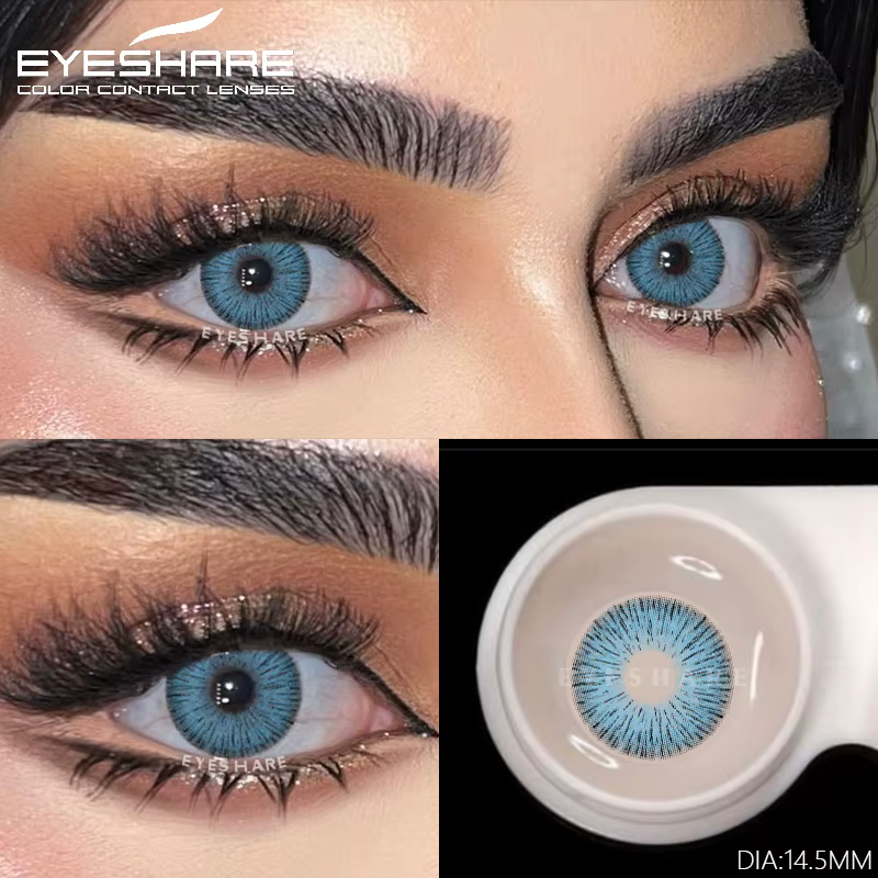 EYESHARE 1 Paire de Lentilles de Contact Colorées pour les Yeux, Lentilles Bleues Naturelles, Lentil