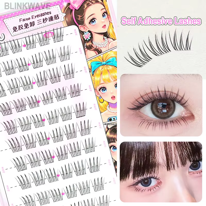 Cils sans colle de Style coréen pour filles, grande capacité, naturels, vaporeux, faciles à applique