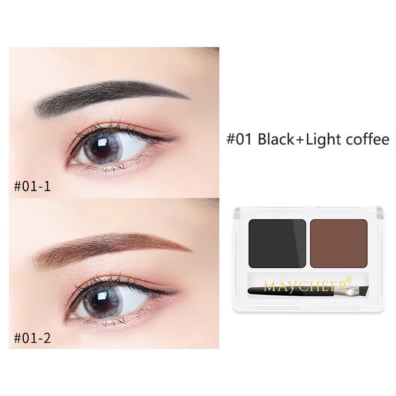 Palette de poudre à sourcils 2 couleurs, maquillage noir marron, rehausseur de sourcils professionne