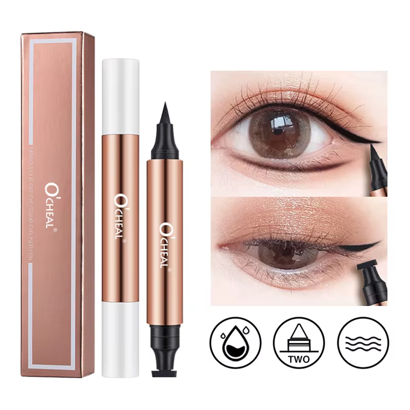 O'CHEAL Eyeliner tampon noir liquide Eyeliner stylo imperméable à séchage rapide double tête Eye Lin
