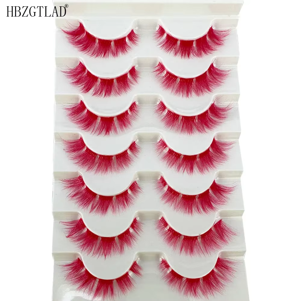 Cils de couleur rose Manga cils 3D bande claire cils aspect naturel cils de vison vaporeux cils moel