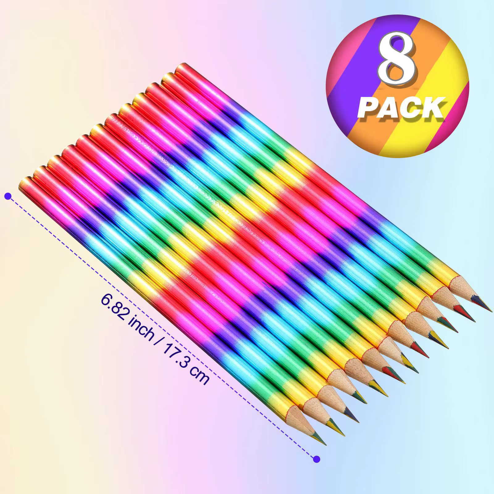 8/16 pièces arc-en-ciel 4 crayons de couleur en 1 crayons arc-en-ciel crayons de couleur en bois cra