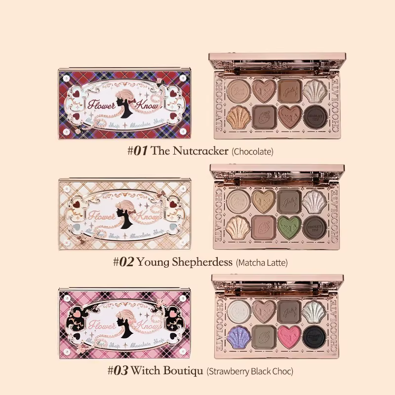 Flower Knows maquillage fard à paupières chocolat Wonder-Shop paillettes mat ombre à paupières Palet