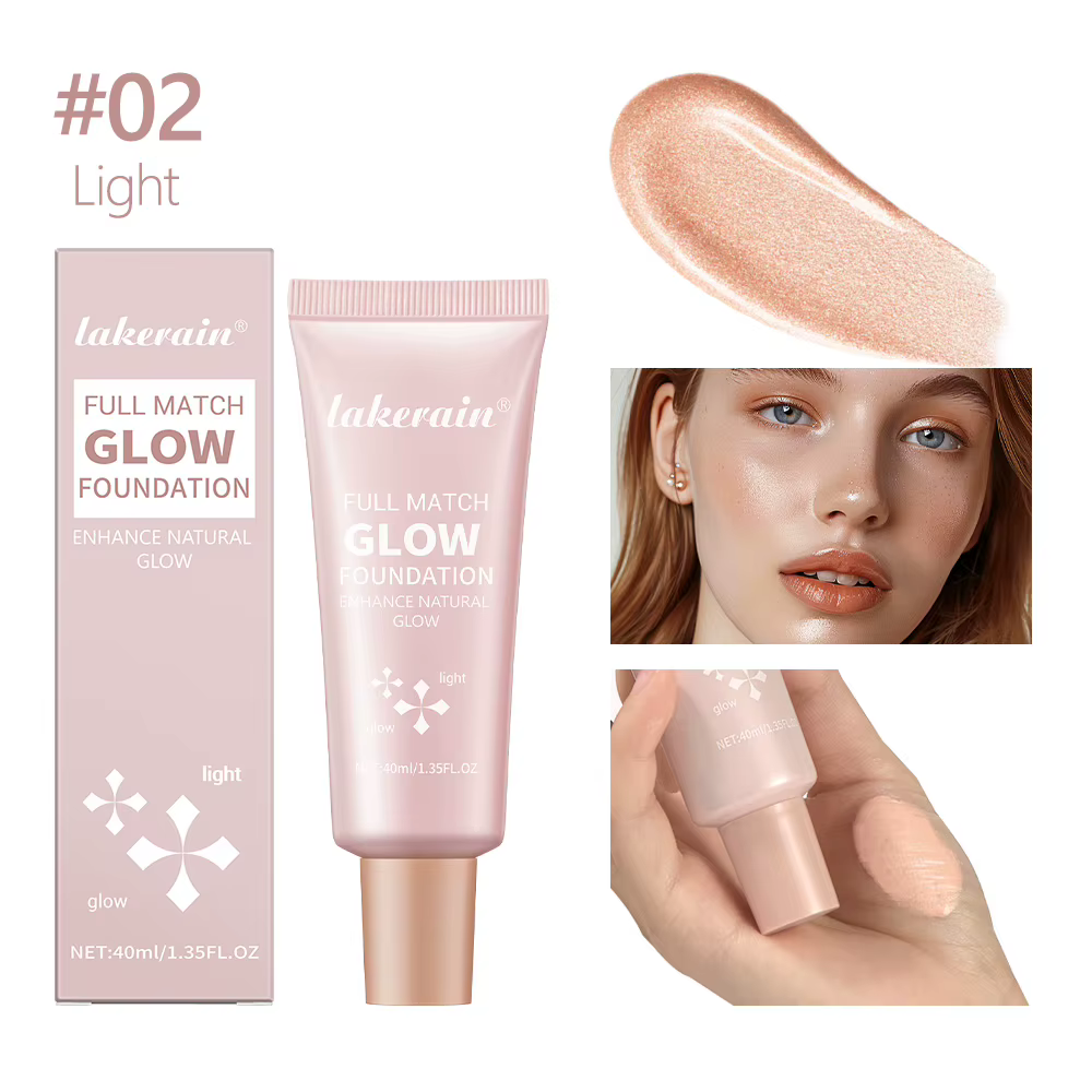 Fond de teint brillant, rehausseur de lueur naturel, Base légère hydratante, surligneur polyvalent, 