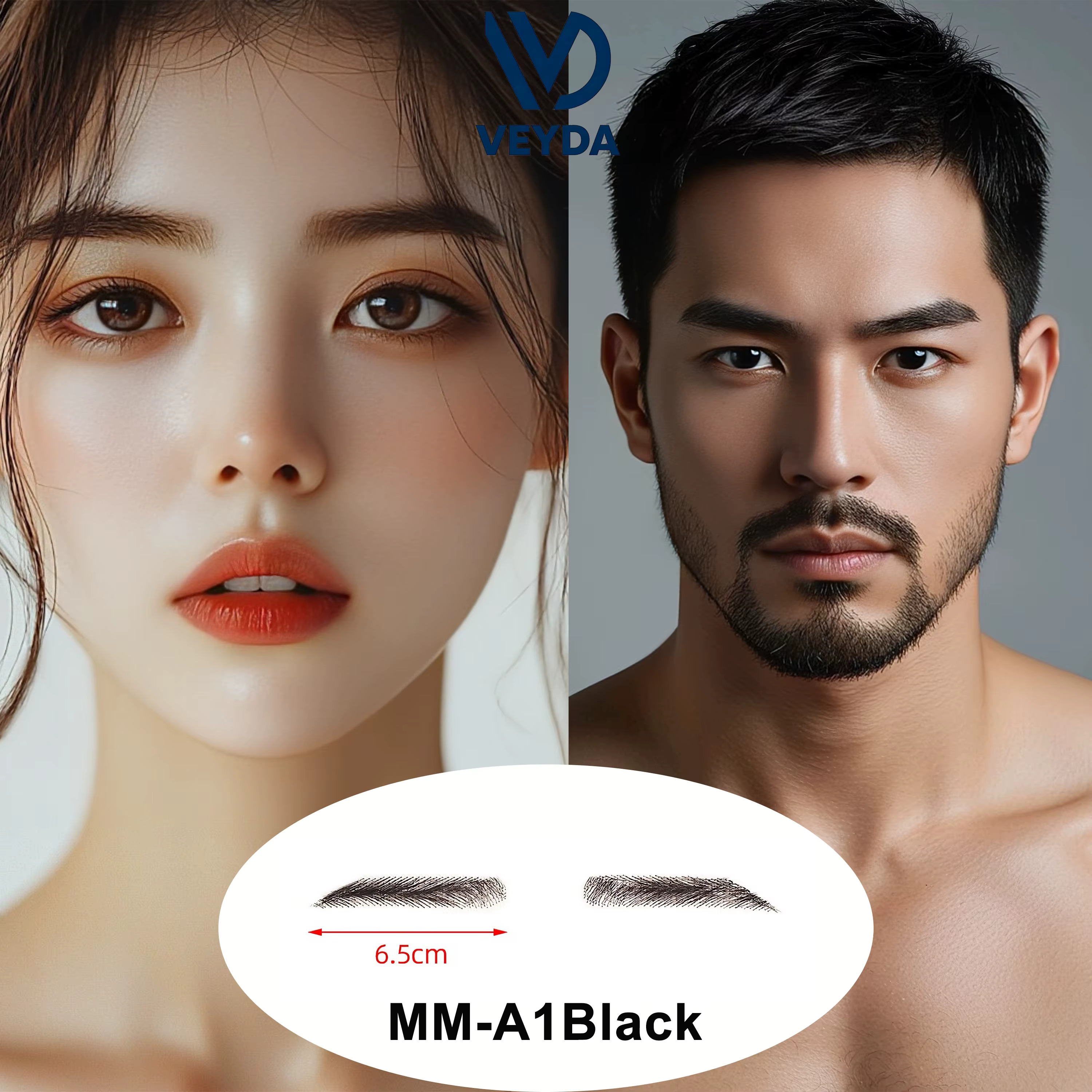 Faux sourcils 100% cheveux humains faits à la main, dentelle suisse, Extensions de faux sourcils pou