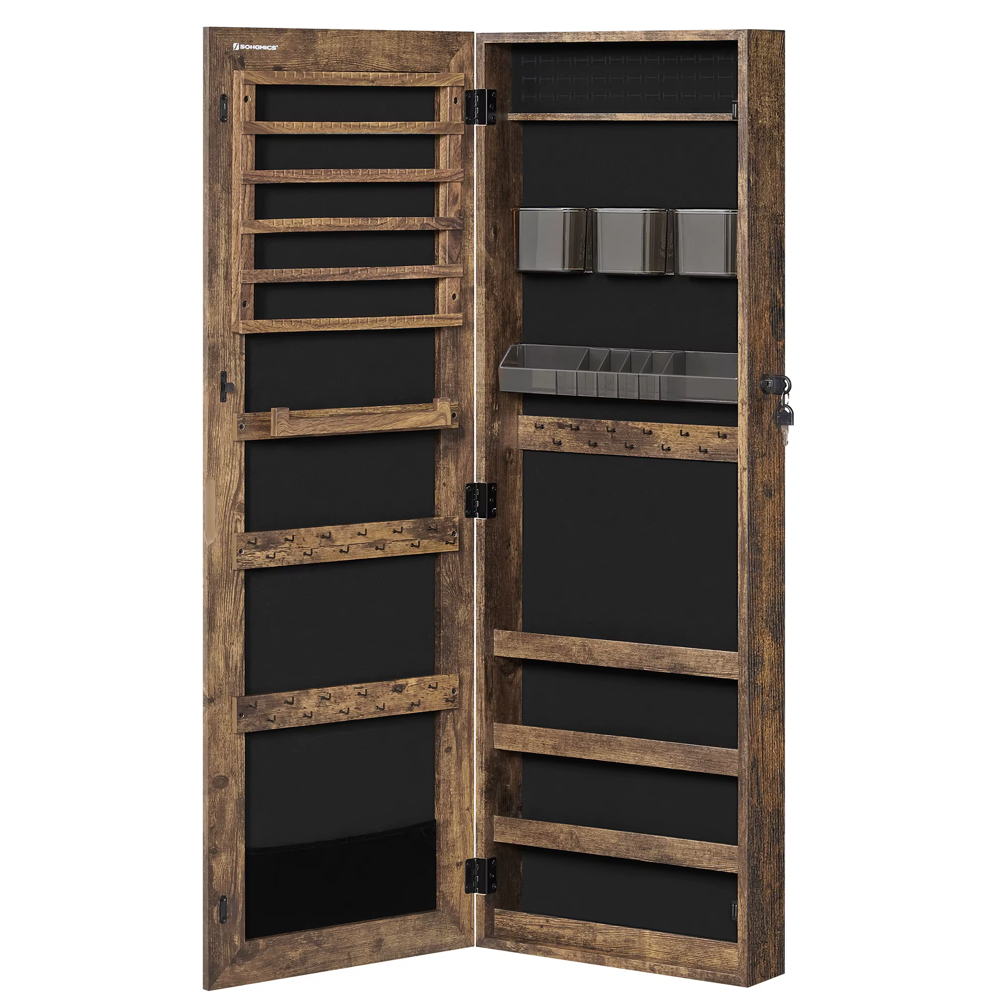 Armoire à bijoux à miroir Armoire à miroir encastrée au mur Armoire de rangement de bijoux noire