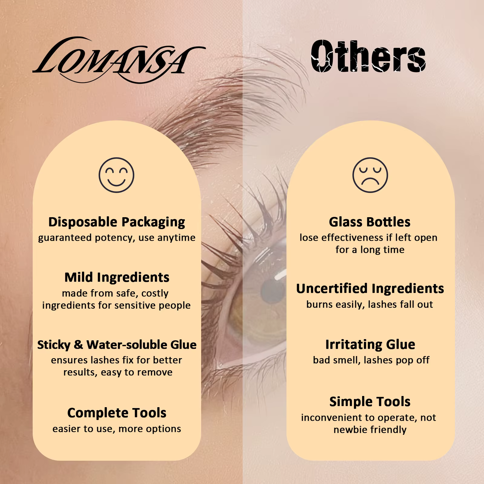 Lomansa Kit de rehaussement et de couleur pour cils, Kit de permanente de cils, recourbé, permanente