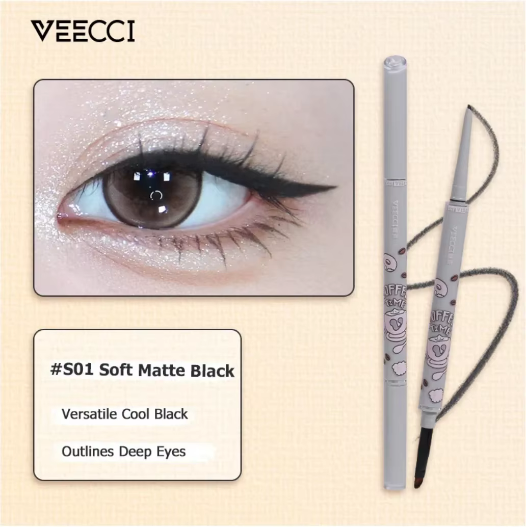 VEECCI – crayon Eyeliner à Double extrémité, brosse à lame intégrée, verrouillage de couleur, longue