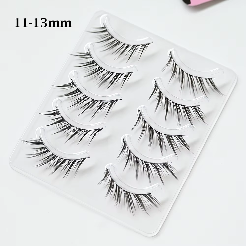 5 paires de faux cils effet œil de chat/renard 11-13mm 3D vaporeux d'apparence naturelle cils doux o