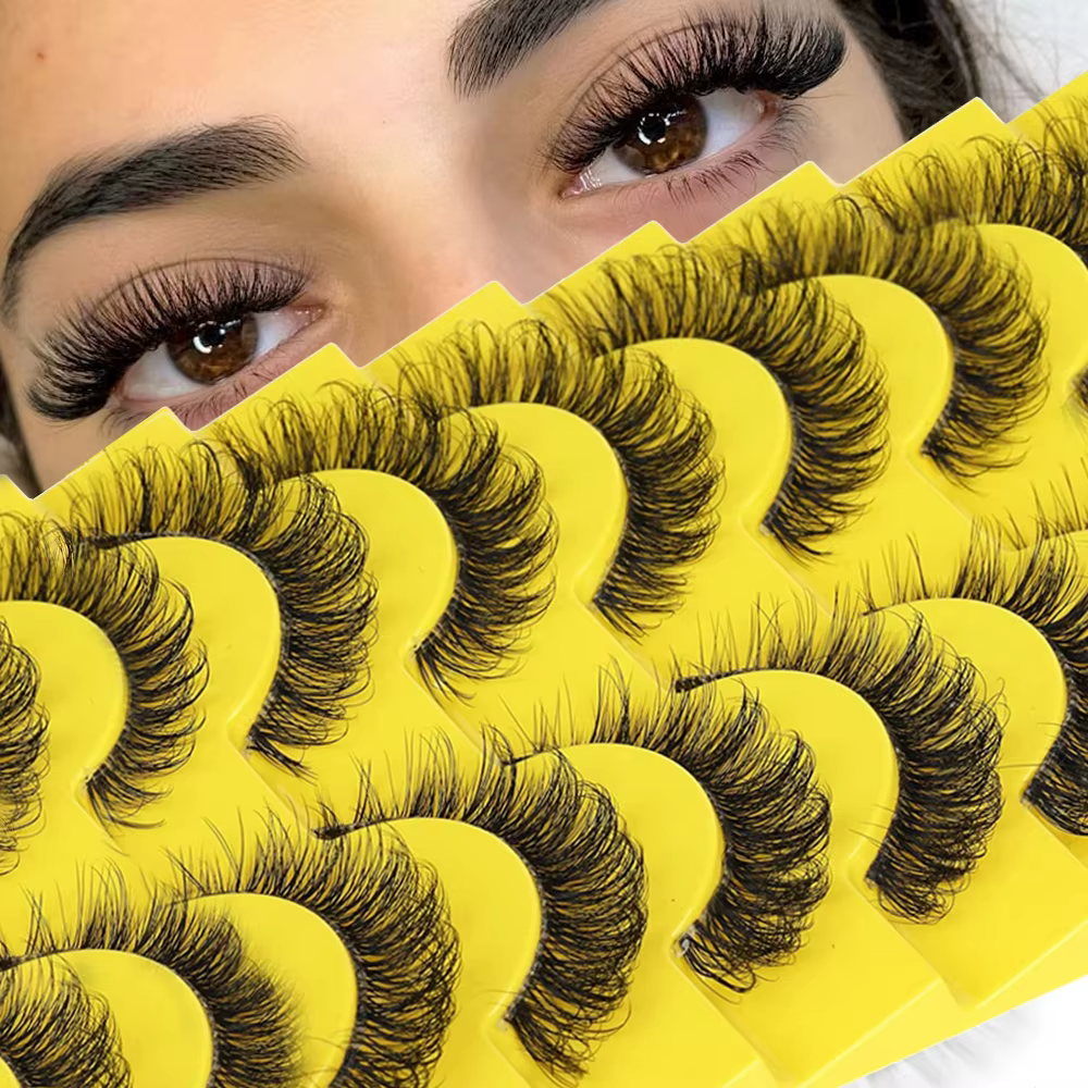 10 paires de Faux cils 6D Super moelleux et vaporeux, effet œil de chat, Extension de cils dramatiqu