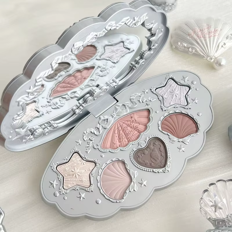 Flower Knows Shell Pearl Collection Matte Pearl Six couleurs fard à paupières Palette métallique hau