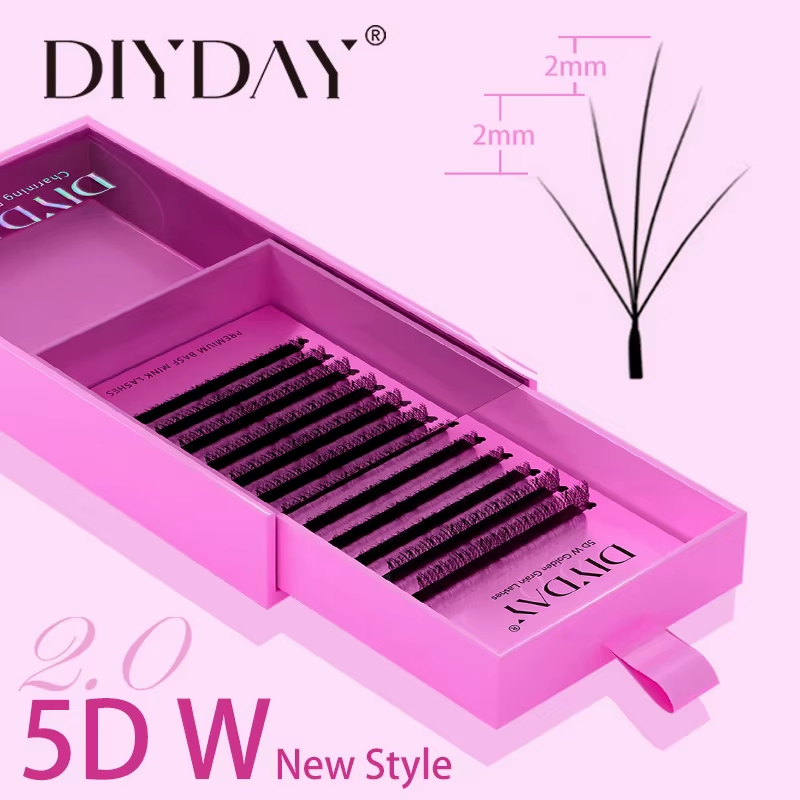 DIYDAY nouveau Style 5D W forme Extensions de cils différentes longueurs 5D en forme de W faux cils
