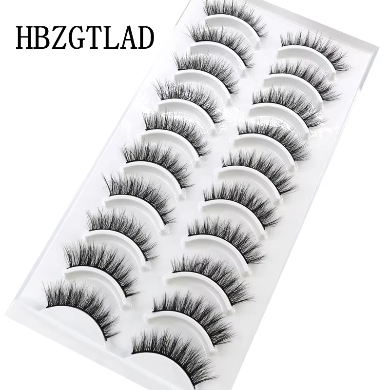 Extension de faux cils en vison, naturels, longs, faits à la main, volume 3d, maquillage, 10 paires,