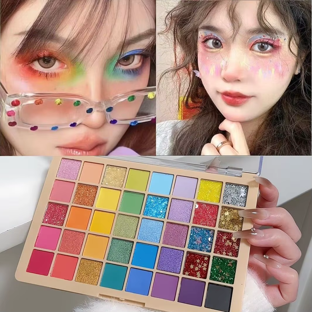 Ensemble de fards à paupières colorés, 40 couleurs, scène de spectacle pour festival de musique, mat