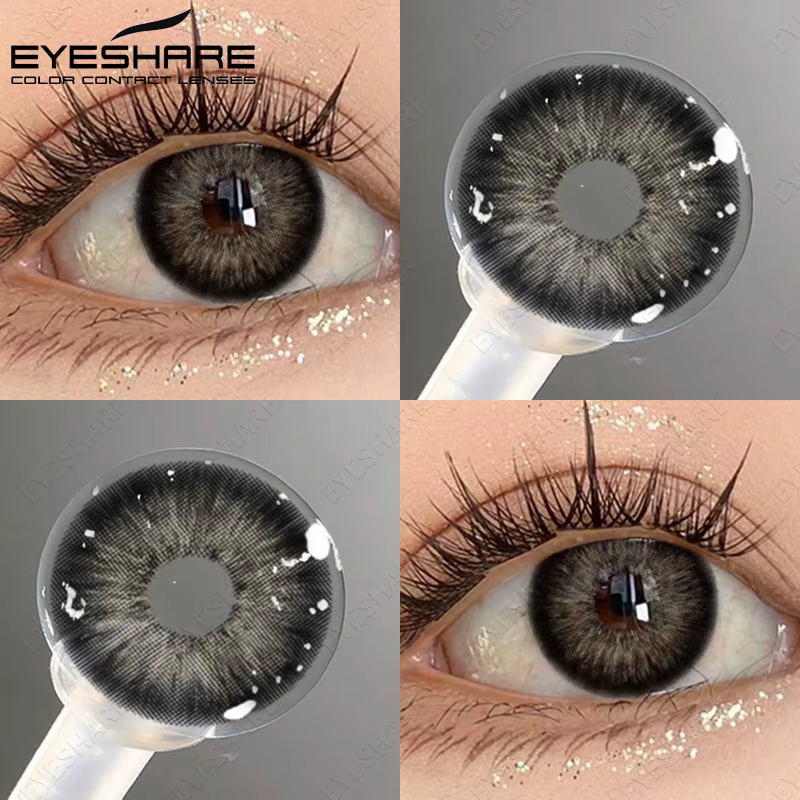 EYESHARE Lentilles de contact colorées tendance 1 paire noires pour grands yeux, lentilles souples,