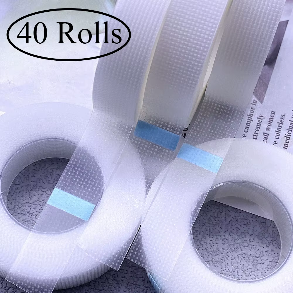 40 rouleaux de ruban adhésif pour cils PE, ruban adhésif Transparent en tissu respirant pour Extensi