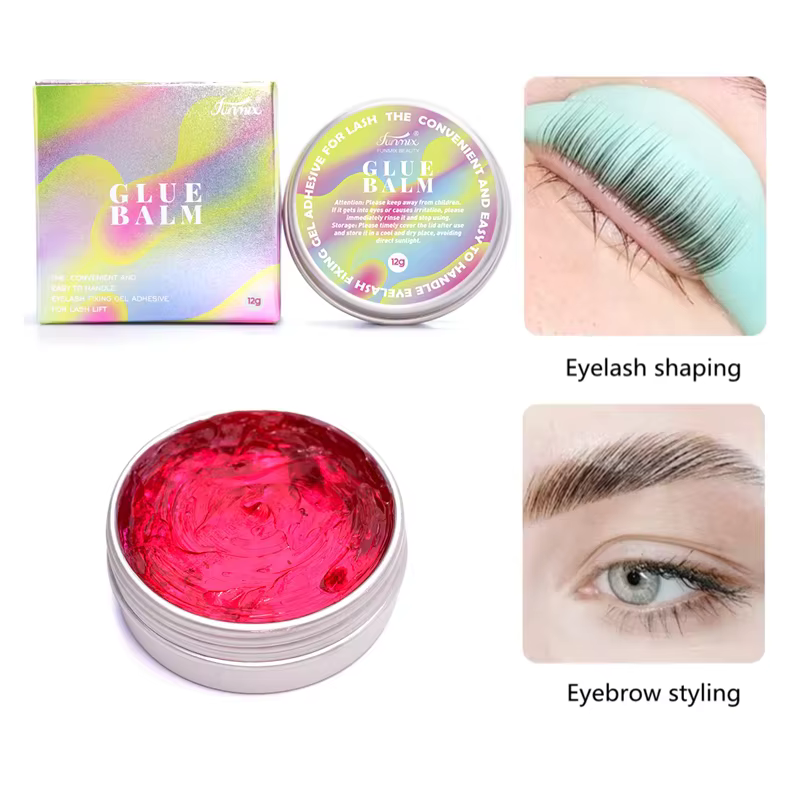 Baume adhésif transparent et ferme de 12g pour cils, cire de lifting, lifting des cils, lifting des