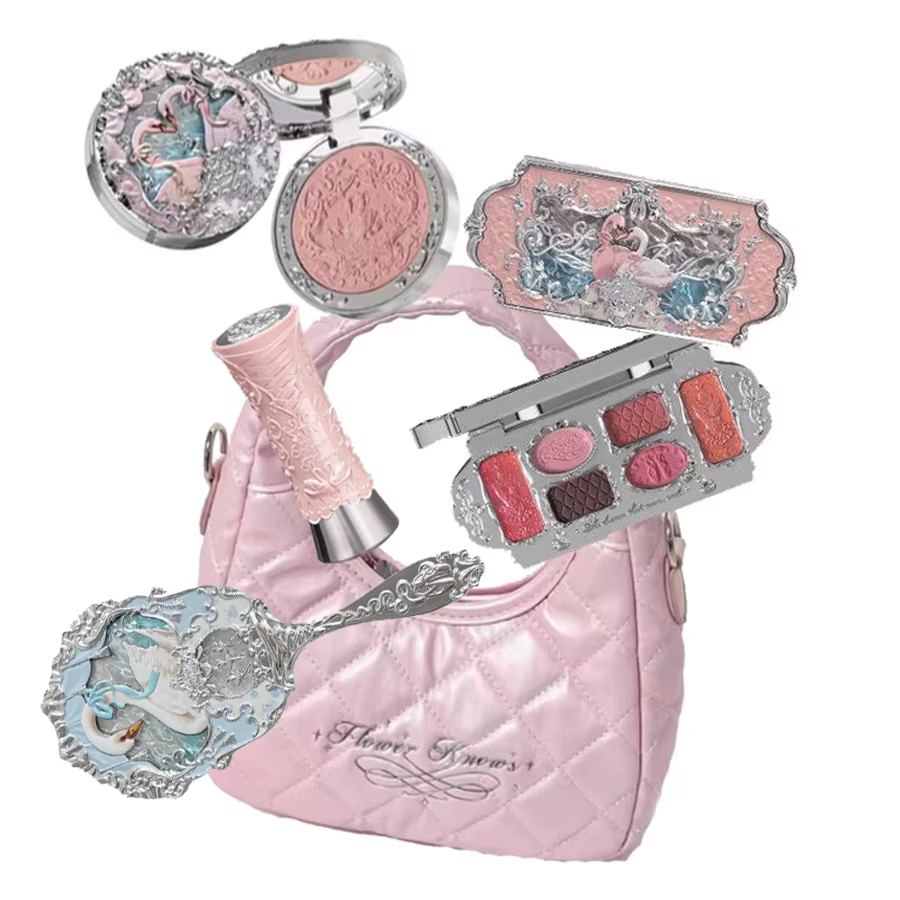 Coffret de maquillage Flower Knows, collection complète Swan Bear Garden, blush en relief, rouge à l