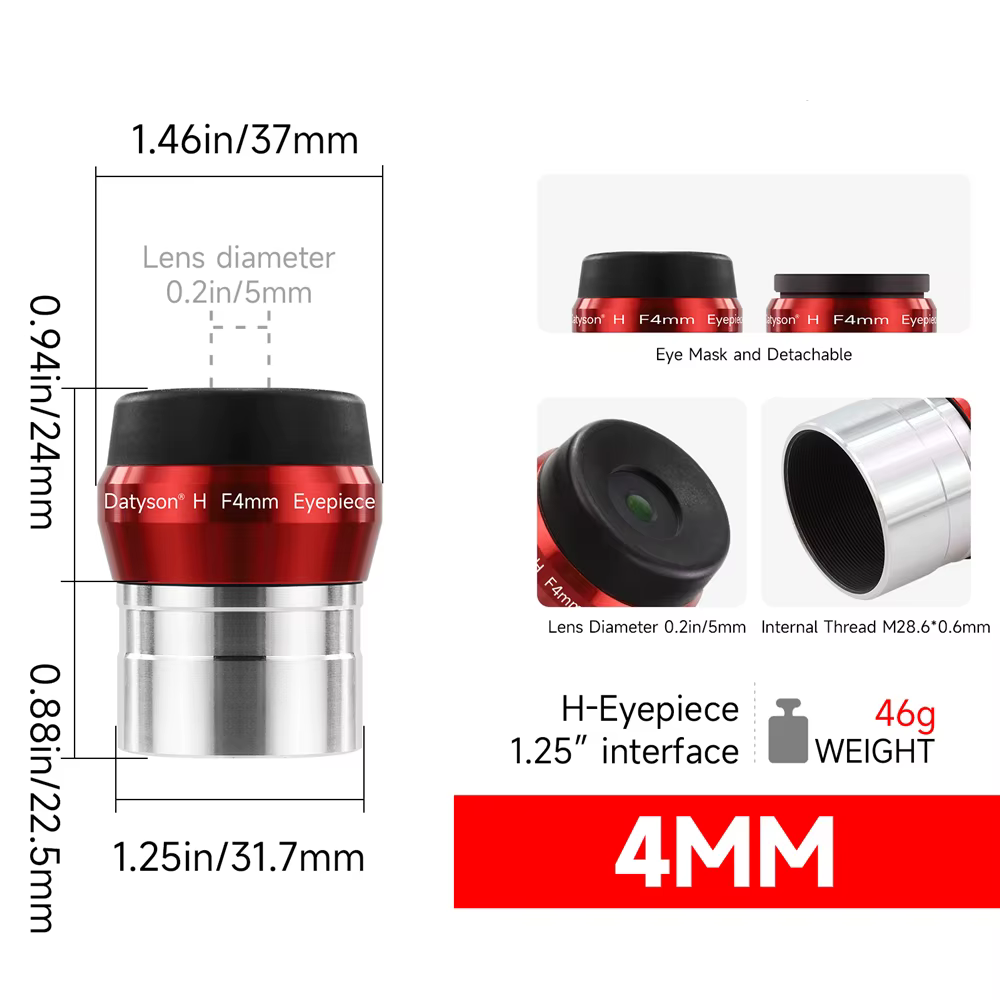 Kit d'oculaires de télescope 1,25 pouces, film vert FMC, pour l'observation planétaire et du ciel pr