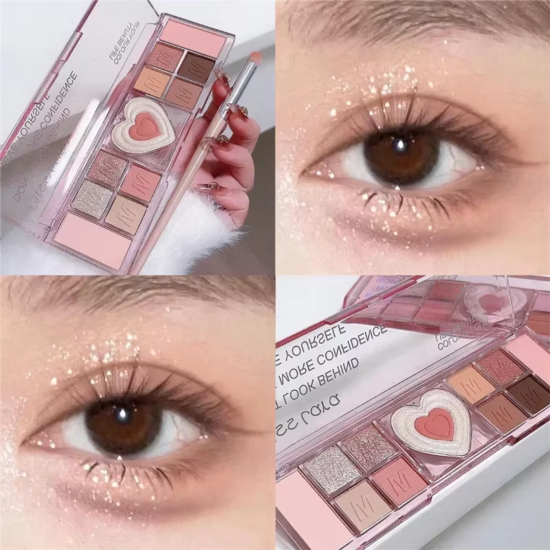 Palette de fards à paupières rose, 12 couleurs, cœur d'amour, ton naturel frais, faible Saturation, 