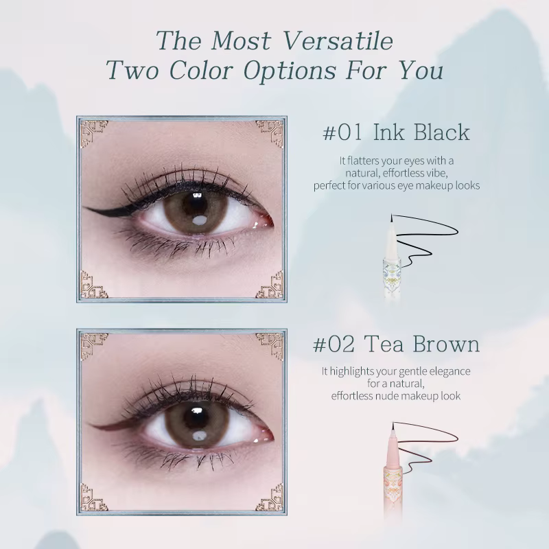 Flower Knows Butterfly Cloud Collar Collection Eyeliner Liquide, Noir, Marron, Lisse, Pas facile à t
