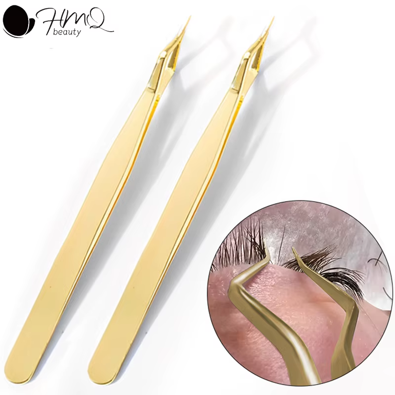 Pincettes d'extension de cils isolantes, nouveau design, pincettes à pointe incurvée en acier inoxyd
