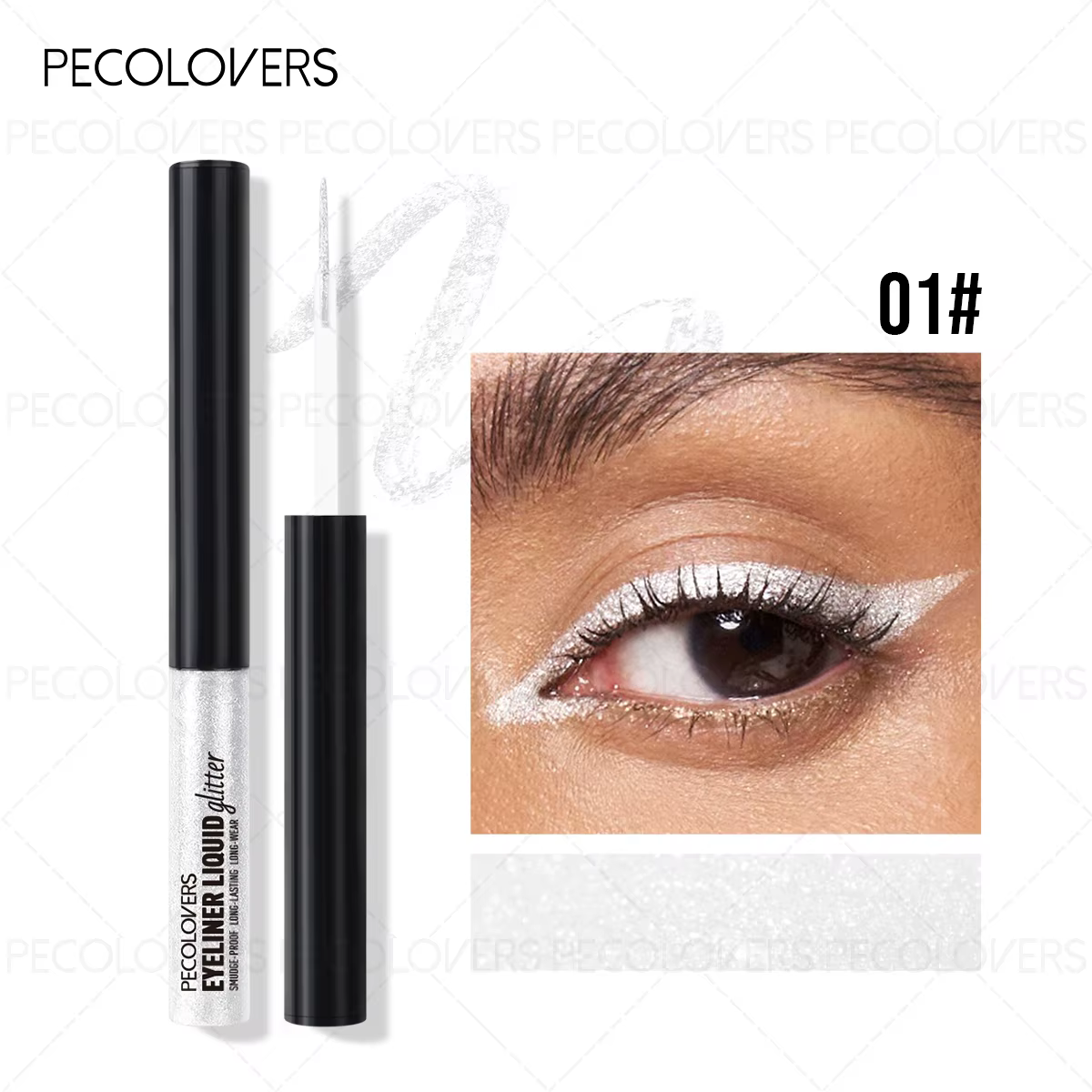 Eyeliner à appliquer au pinceau avec des reflets fins, options multicolores, adapté à divers looks d