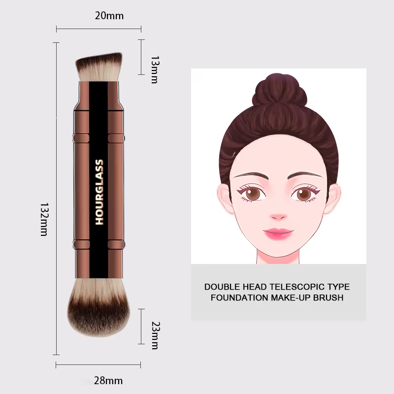 Pinceaux de maquillage multifonctionnels sablier, pinceau de fond de teint à double extrémité et pin