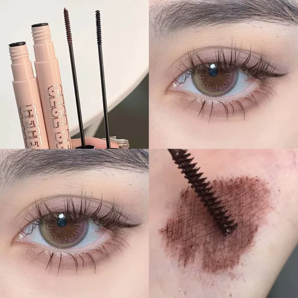 Mascara mat en Fiber de soie, brosse Ultra-fine, allonge les cils, imperméable, séchage rapide, marr